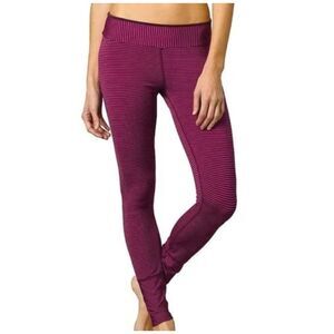PRANA Striped Legging Base Layer Pink Plum Stretchy Yoga Camping Size Small